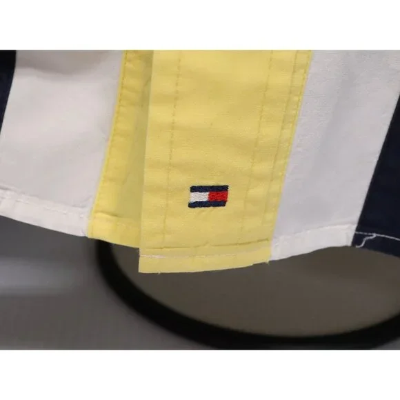 Vtg 2002 Tommy Hilfiger Mens XL Short Sleeve Button Down Yellow/Navy/White Shirt - Picture 4 of 8